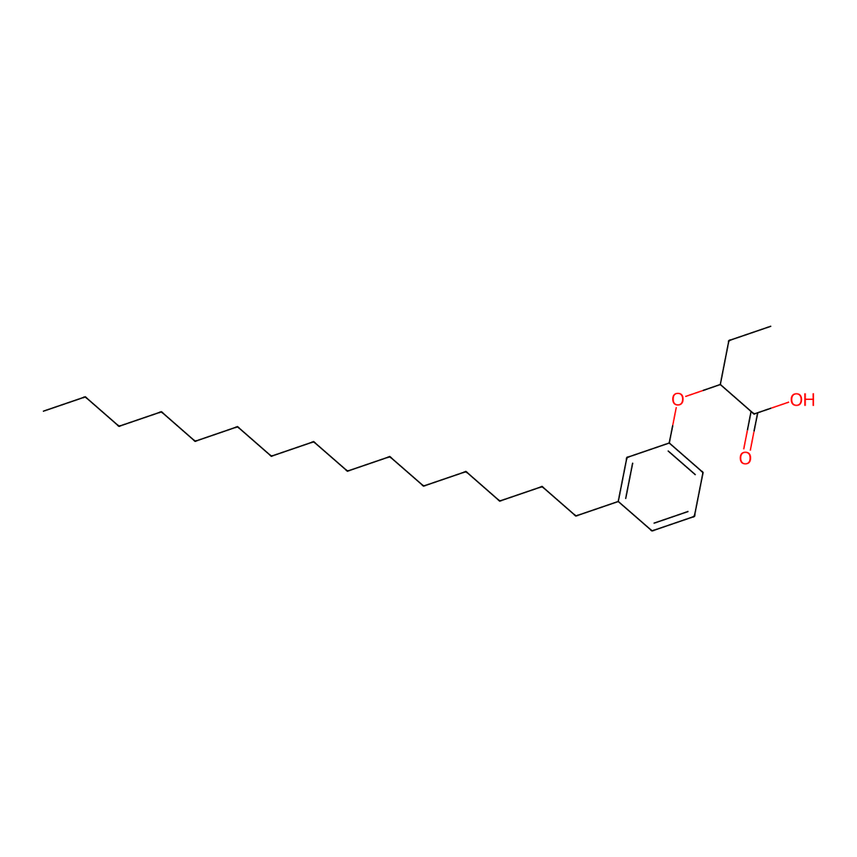 Butanoic acid, 2-(3-pentadecylphenoxy)- molecular structure, CAS 14230-52-5