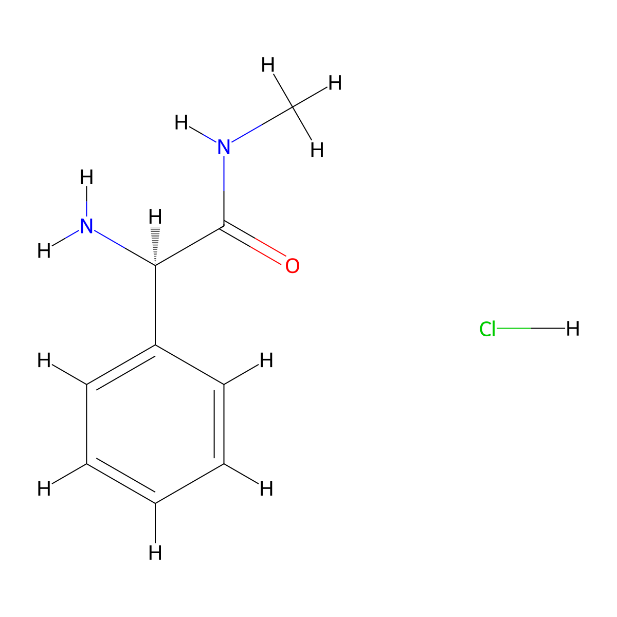 (2R)-2-amino-N-methyl-2-phenylacetamide hydrochloride molecular structure, CAS 1423015-70-6