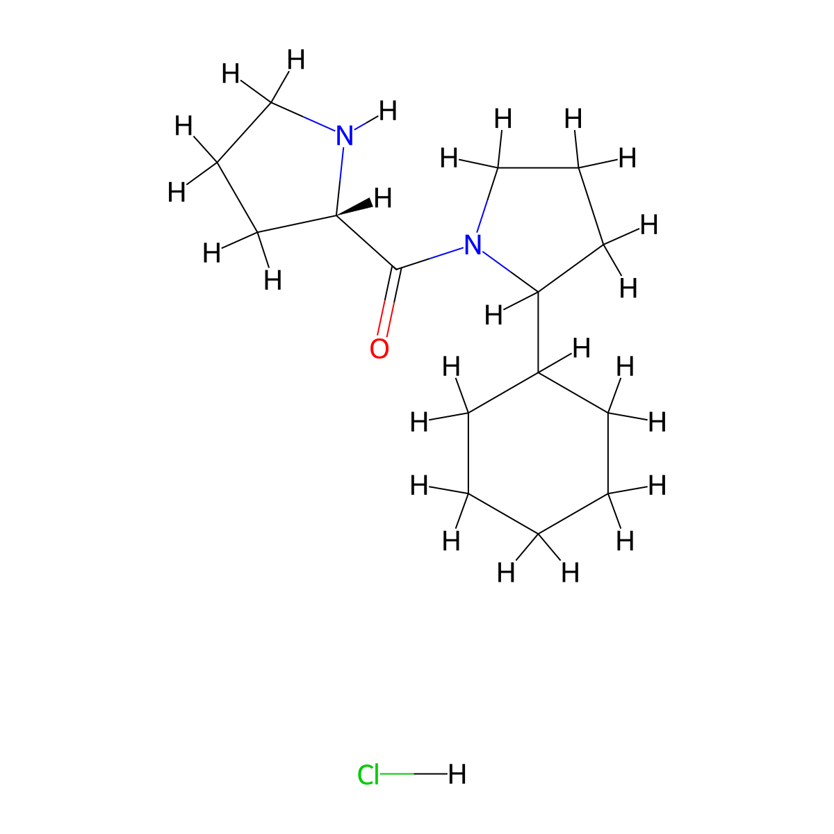 2-cyclohexyl-1-[(2S)-pyrrolidine-2-carbonyl]pyrrolidine hydrochloride molecular structure, CAS 1423017-79-1