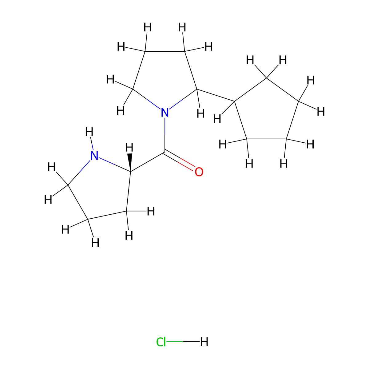 2-cyclopentyl-1-[(2S)-pyrrolidine-2-carbonyl]pyrrolidine hydrochloride molecular structure, CAS 1423017-80-4