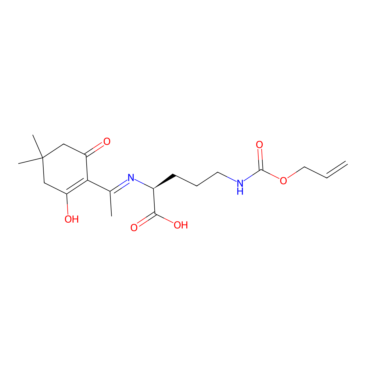 Nalpha-1-(4,4-dimethyl-2,6-dioxocyclohex-1-ylidene)ethyl-ngamma-allyloxycarbonyl-l-ornitine molecular structure, CAS 1423017-98-4