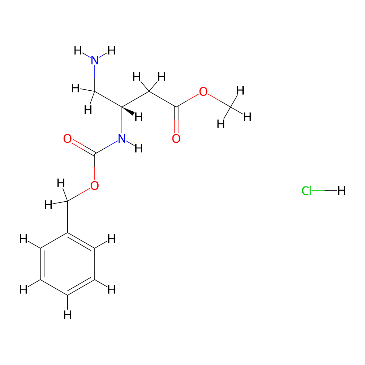 methyl (3S)-4-amino-3-{[(benzyloxy)carbonyl]amino}butanoate hydrochloride molecular structure, CAS 1423018-00-1