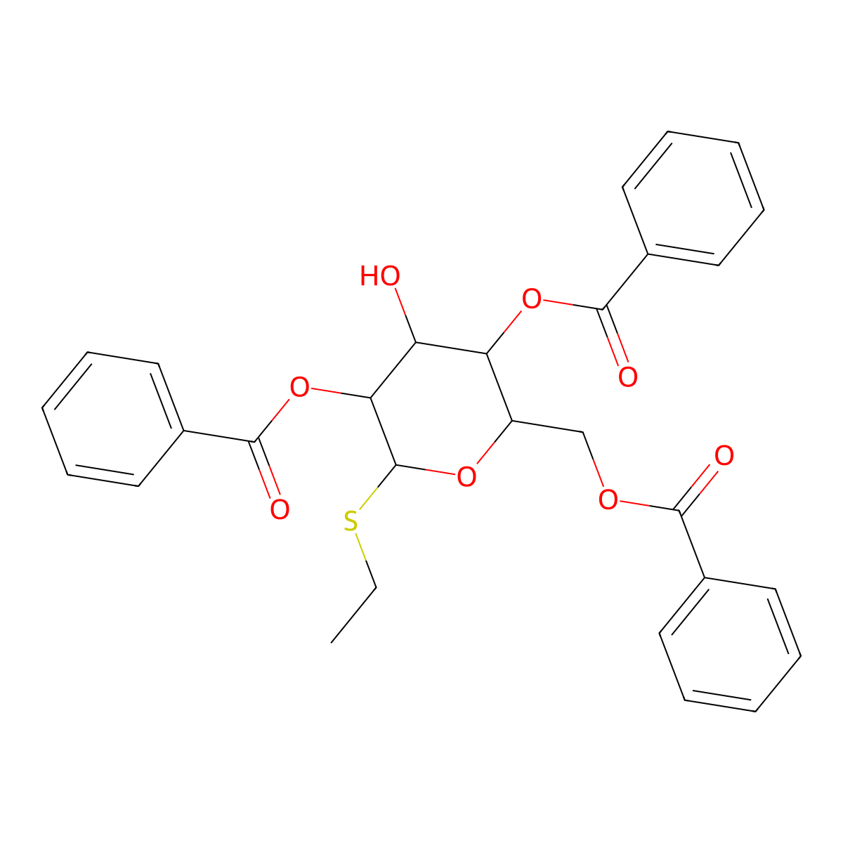 beta-D-Galactopyranoside, ethyl 1-thio-, 2,4,6-tribenzoate molecular structure, CAS 1423018-01-2