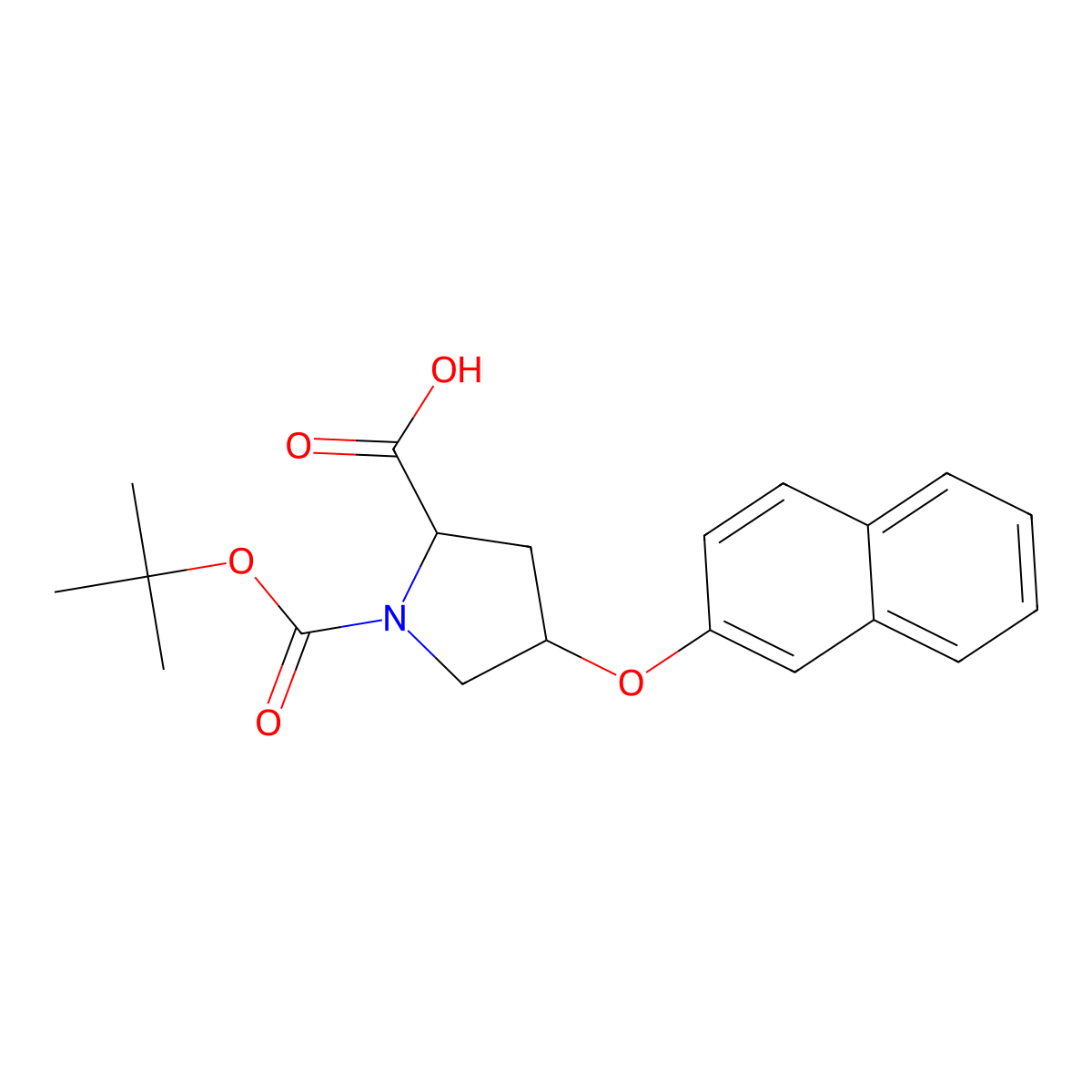 (2S,4R)-Boc-4-(2-naphthyloxy)pyrrolidine-2-carboxylic acid molecular structure, CAS 1423018-10-3
