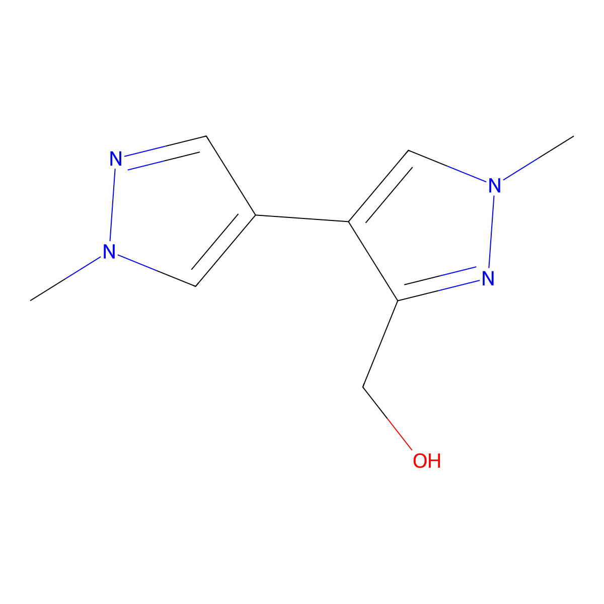 (1,1'-Dimethyl-1h,1'H-[4,4'-bipyrazol]-3-yl)methanol molecular structure, CAS 1423018-13-6
