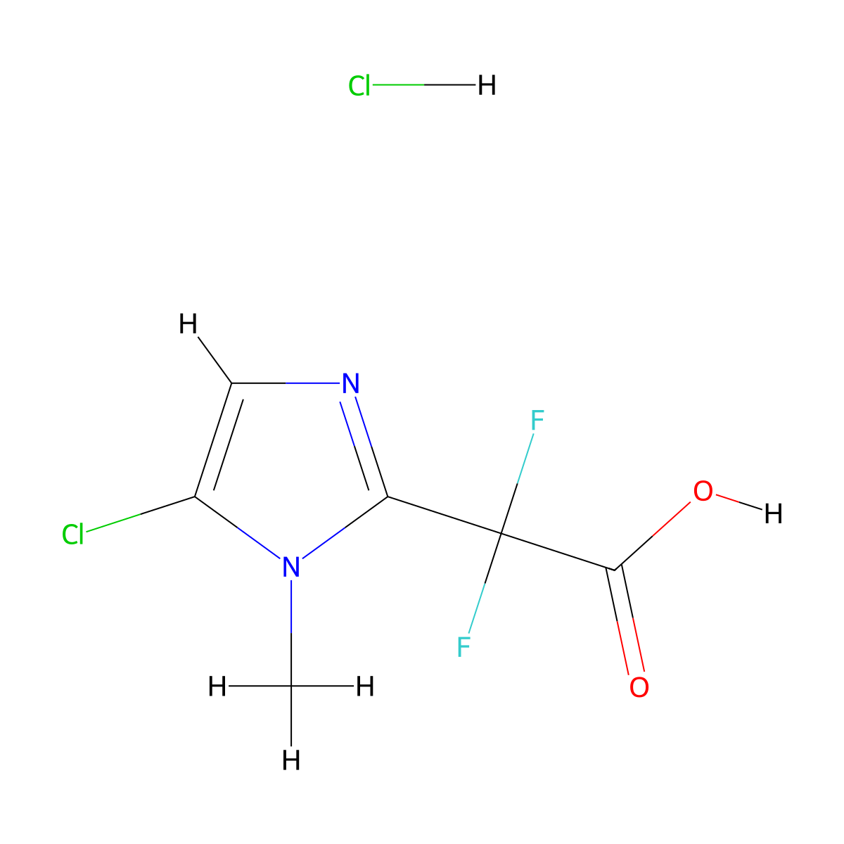 2-(5-chloro-1-methyl-1H-imidazol-2-yl)-2,2-difluoroacetic acid hydrochloride molecular structure, CAS 1423023-90-8