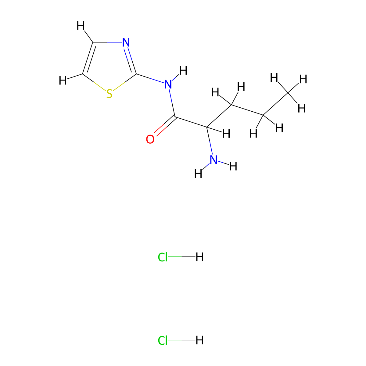 2-amino-N-(1,3-thiazol-2-yl)pentanamide dihydrochloride molecular structure, CAS 1423023-92-0