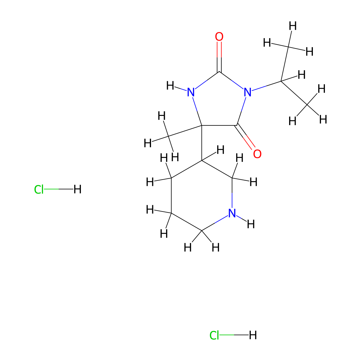 5-Methyl-5-(piperidin-3-yl)-3-(propan-2-yl)imidazolidine-2,4-dione dihydrochloride molecular structure, CAS 1423023-93-1