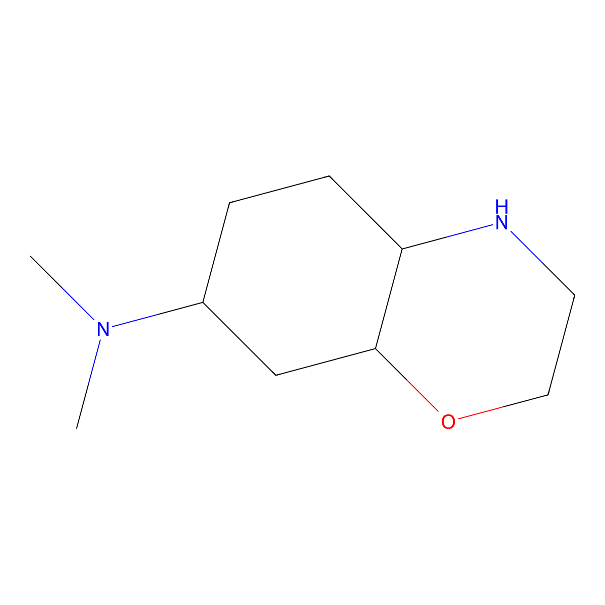 N,N-dimethyl-octahydro-2H-1,4-benzoxazin-7-amine molecular structure, CAS 1423023-95-3