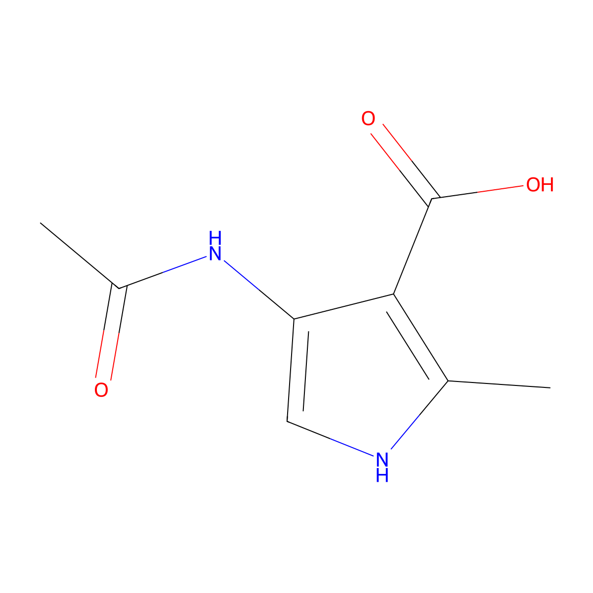 1H-Pyrrole-3-carboxylic acid, 4-(acetylamino)-2-methyl- molecular structure, CAS 1423023-96-4
