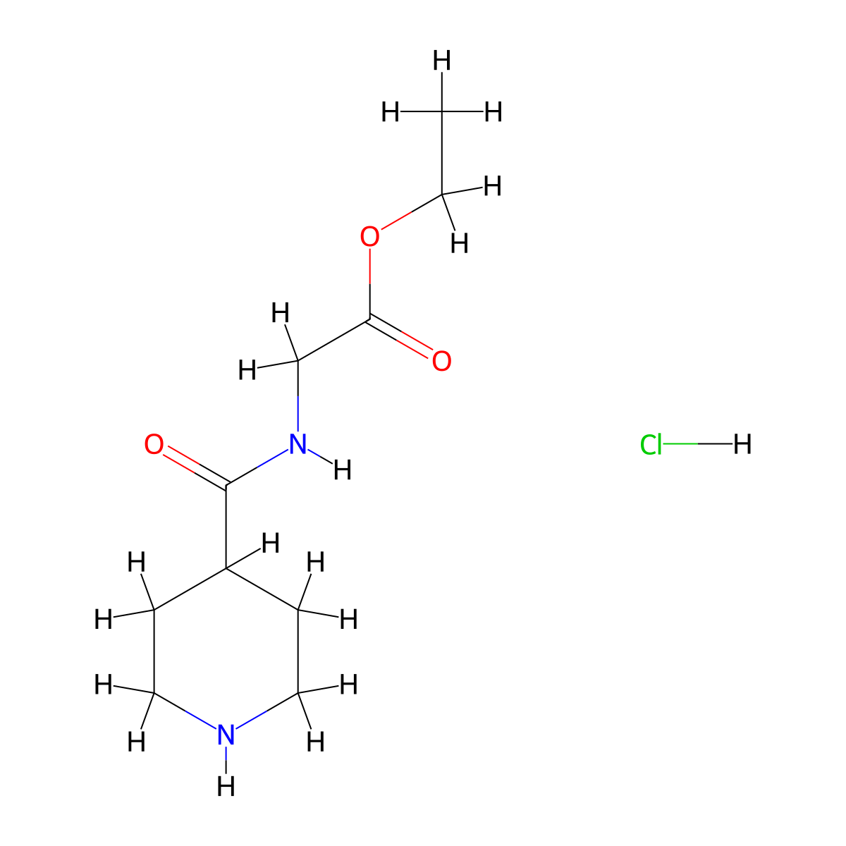 Ethyl 2-(piperidin-4-ylformamido)acetate hydrochloride molecular structure, CAS 1423023-98-6
