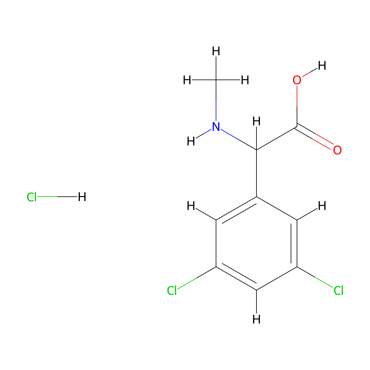 2-(3,5-Dichlorophenyl)-2-(methylamino)acetic acid hydrochloride molecular structure, CAS 1423023-99-7
