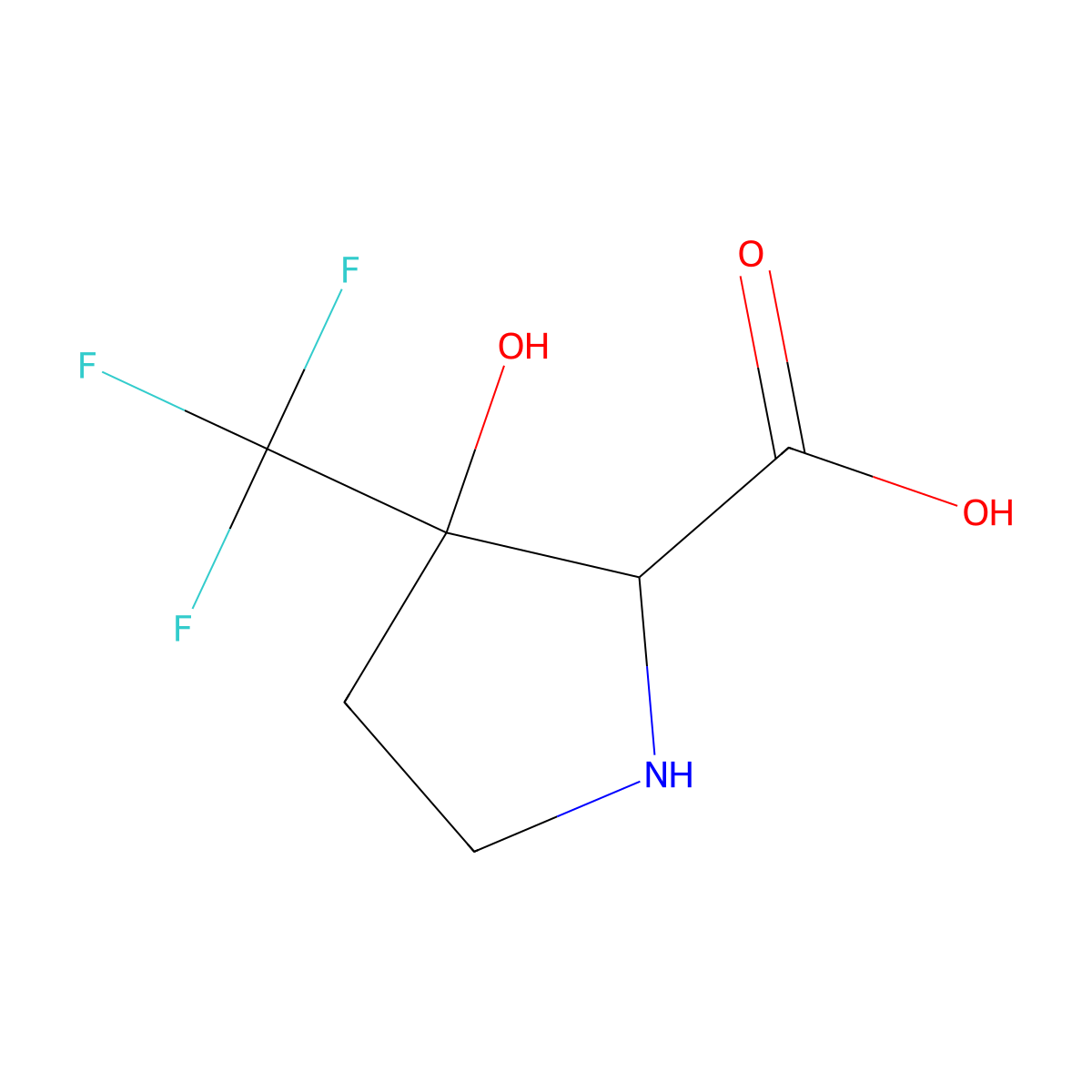 3-Hydroxy-3-(trifluoromethyl)pyrrolidine-2-carboxylic acid molecular structure, CAS 1423024-00-3