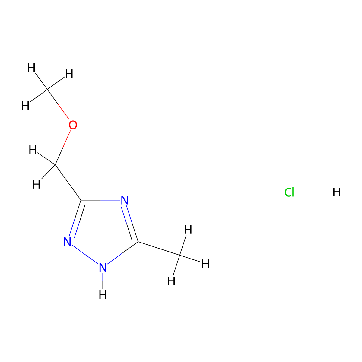 5-(methoxymethyl)-3-methyl-1H-1,2,4-triazole hydrochloride molecular structure, CAS 1423024-01-4