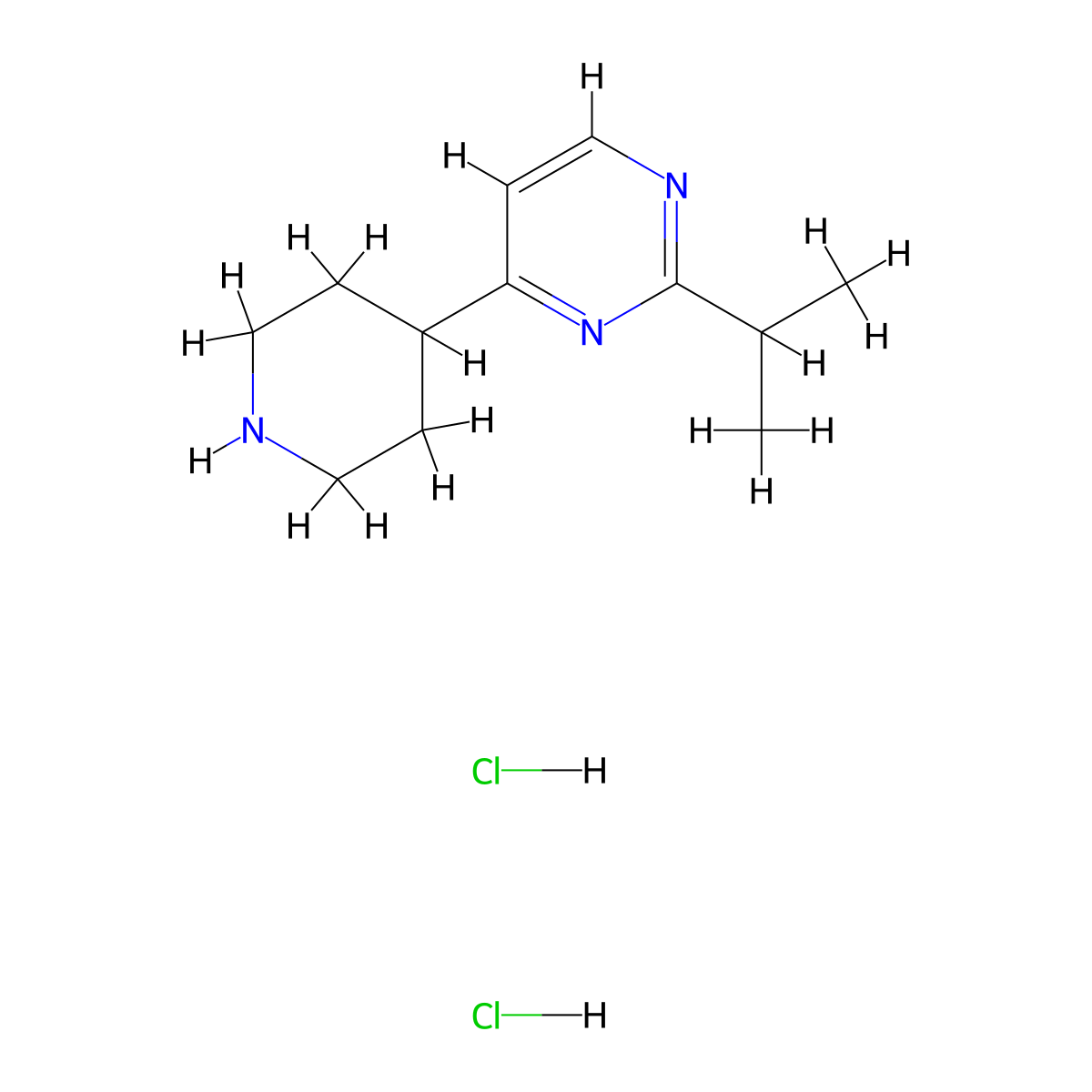 4-(Piperidin-4-yl)-2-(propan-2-yl)pyrimidine dihydrochloride molecular structure, CAS 1423024-03-6