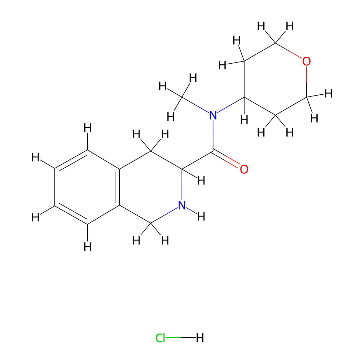 N-methyl-N-(oxan-4-yl)-1,2,3,4-tetrahydroisoquinoline-3-carboxamide hydrochloride molecular structure, CAS 1423024-04-7