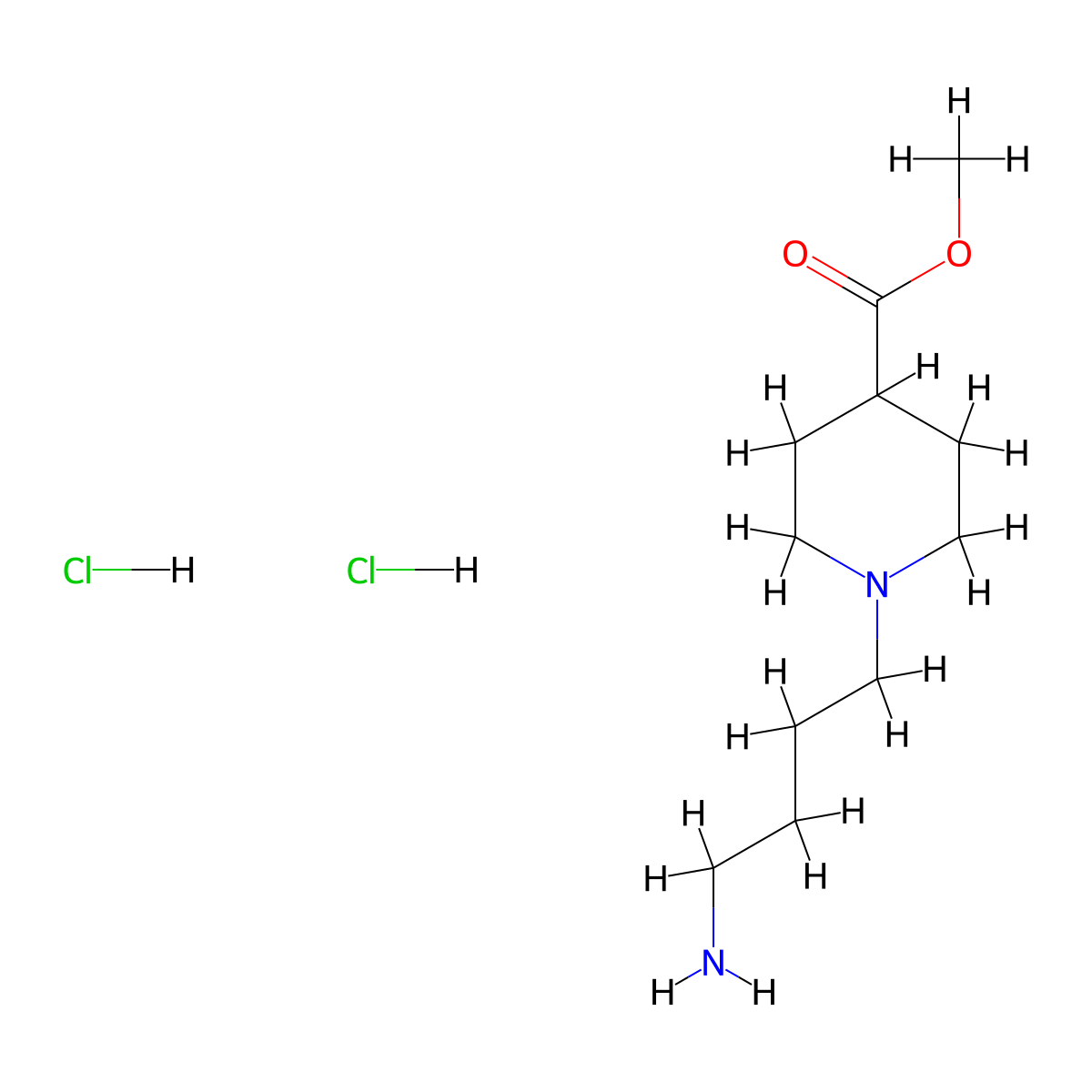 Methyl 1-(4-aminobutyl)piperidine-4-carboxylate dihydrochloride molecular structure, CAS 1423024-09-2