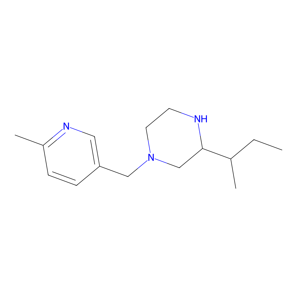 3-(Butan-2-yl)-1-[(6-methylpyridin-3-yl)methyl]piperazine molecular structure, CAS 1423024-11-6
