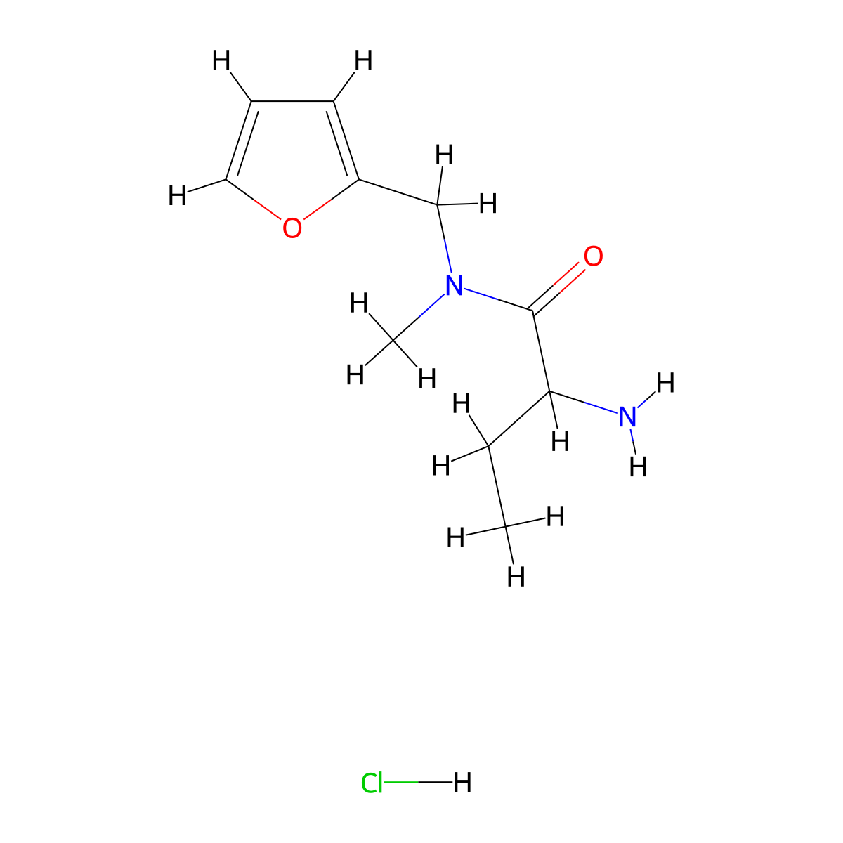 2-amino-N-(furan-2-ylmethyl)-N-methylbutanamide hydrochloride molecular structure, CAS 1423024-15-0