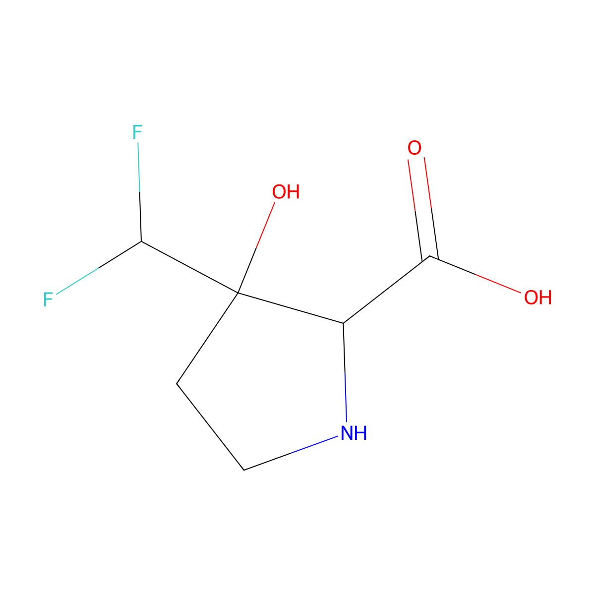 3-(Difluoromethyl)-3-hydroxypyrrolidine-2-carboxylic acid molecular structure, CAS 1423024-16-1