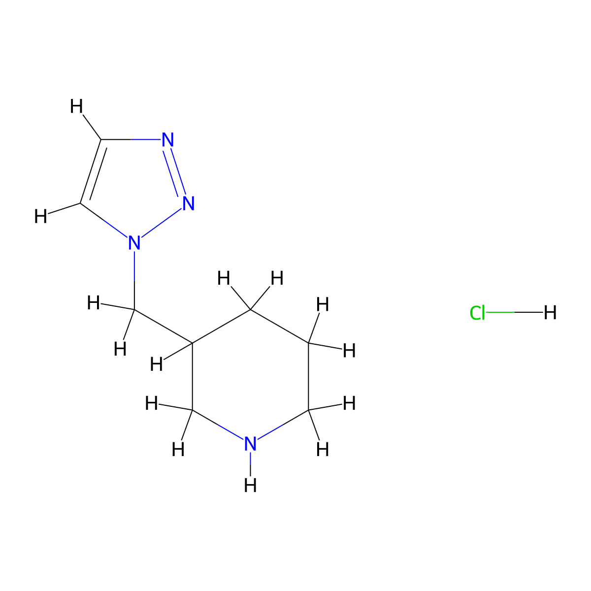 3-(1H-1,2,3-triazol-1-ylmethyl)piperidine hydrochloride molecular structure, CAS 1423024-19-4