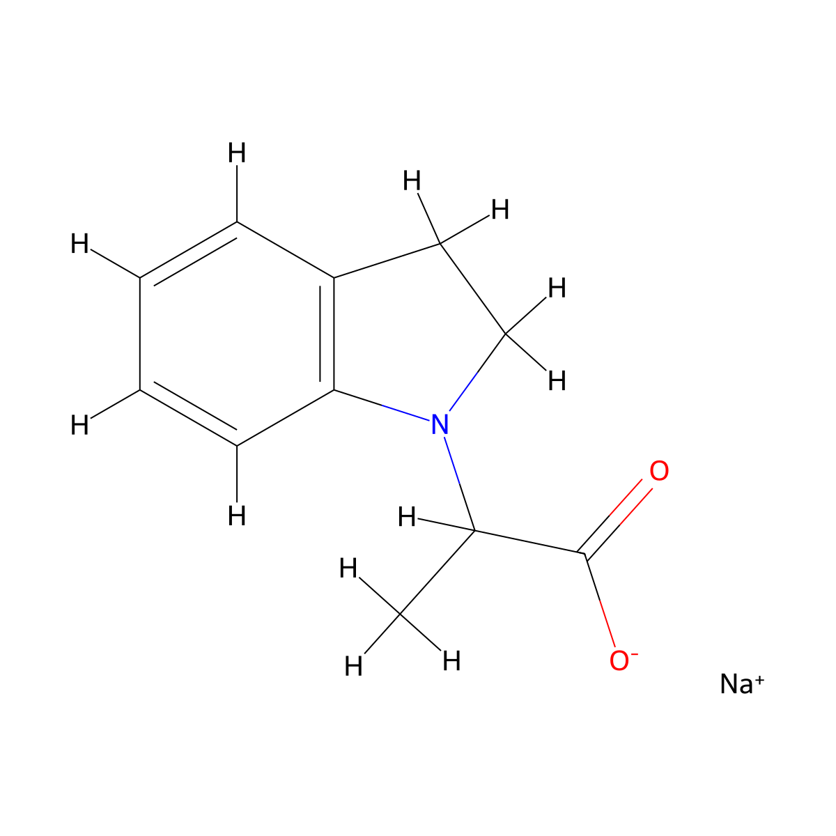 sodium 2-(2,3-dihydro-1H-indol-1-yl)propanoate molecular structure, CAS 1423024-25-2