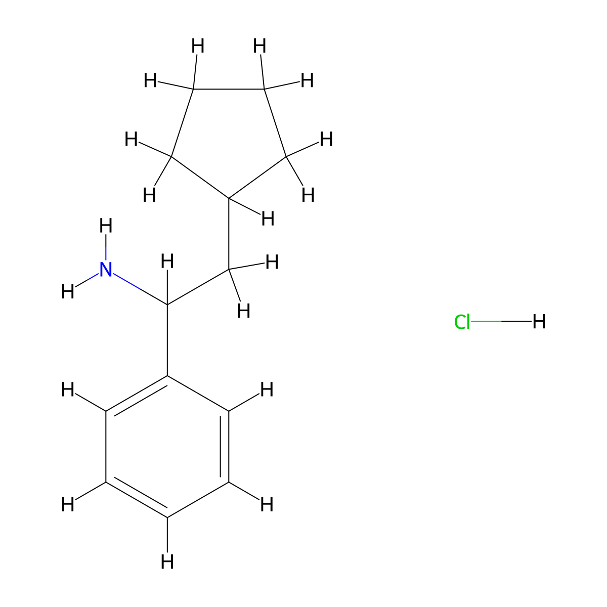 2-Cyclopentyl-1-phenylethan-1-amine hydrochloride molecular structure, CAS 1423024-27-4