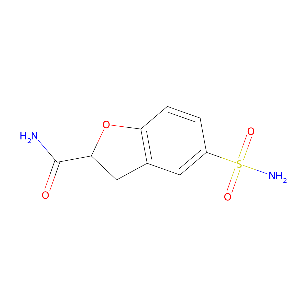 5-Sulfamoyl-2,3-dihydro-1-benzofuran-2-carboxamide molecular structure, CAS 1423024-33-2