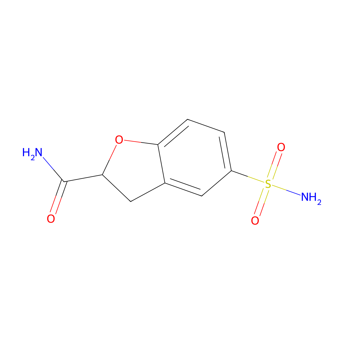 5-Sulfamoyl-2,3-dihydro-1-benzofuran-2-carboxamide molecular structure, CAS 1423024-33-2