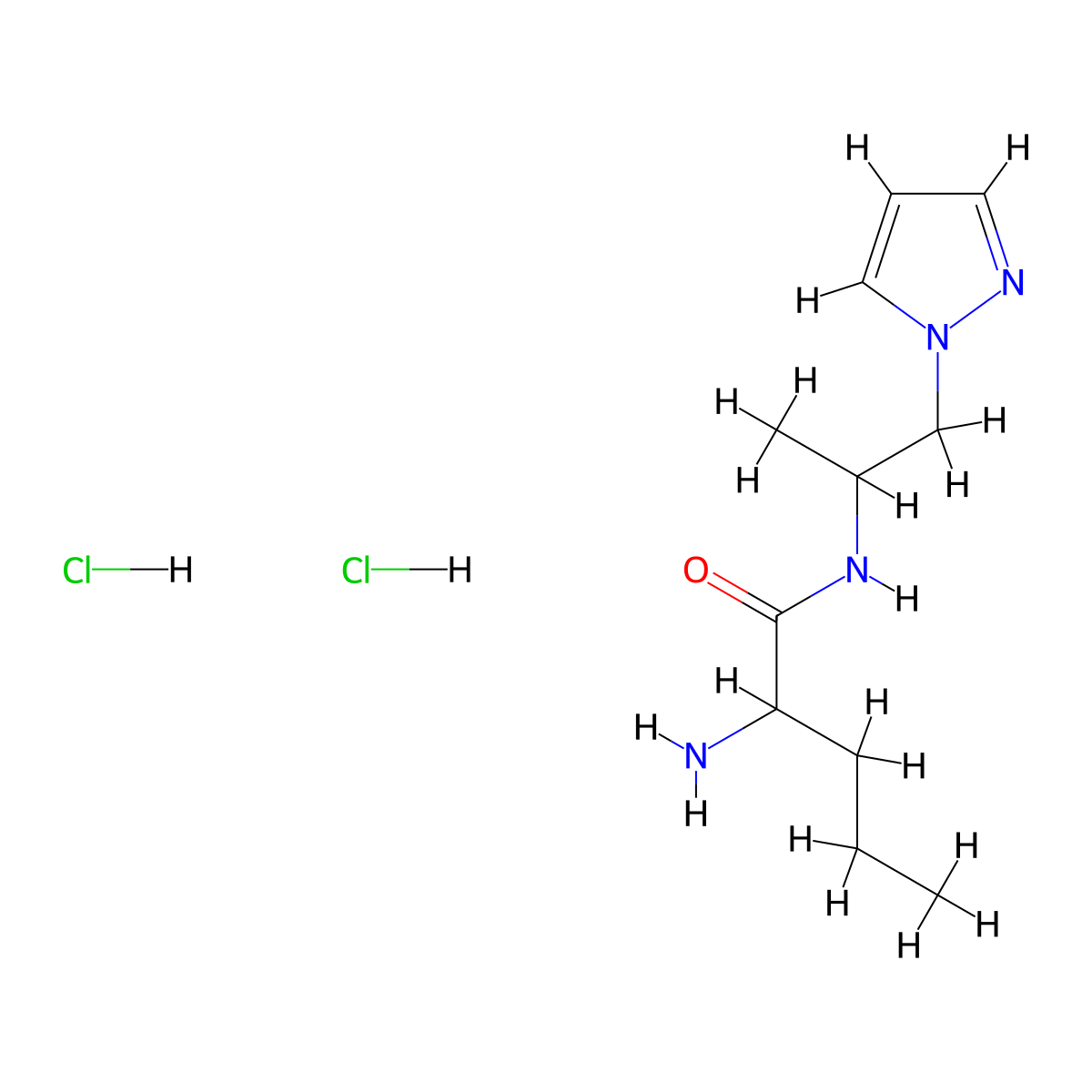 2-amino-N-[1-(1H-pyrazol-1-yl)propan-2-yl]pentanamide dihydrochloride molecular structure, CAS 1423024-35-4