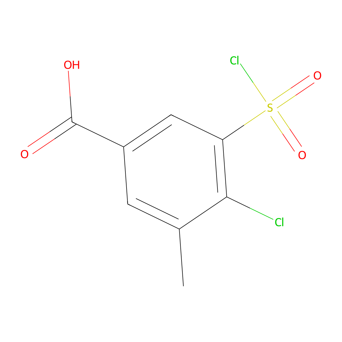 4-Chloro-3-(chlorosulfonyl)-5-methylbenzoic acid molecular structure, CAS 1423024-38-7