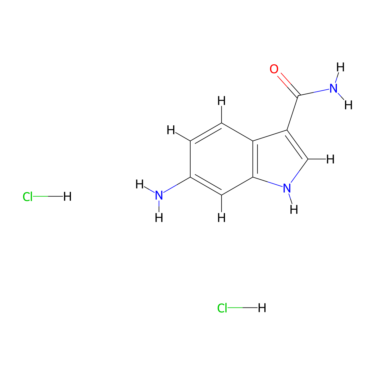 6-amino-1H-indole-3-carboxamide dihydrochloride molecular structure, CAS 1423024-43-4
