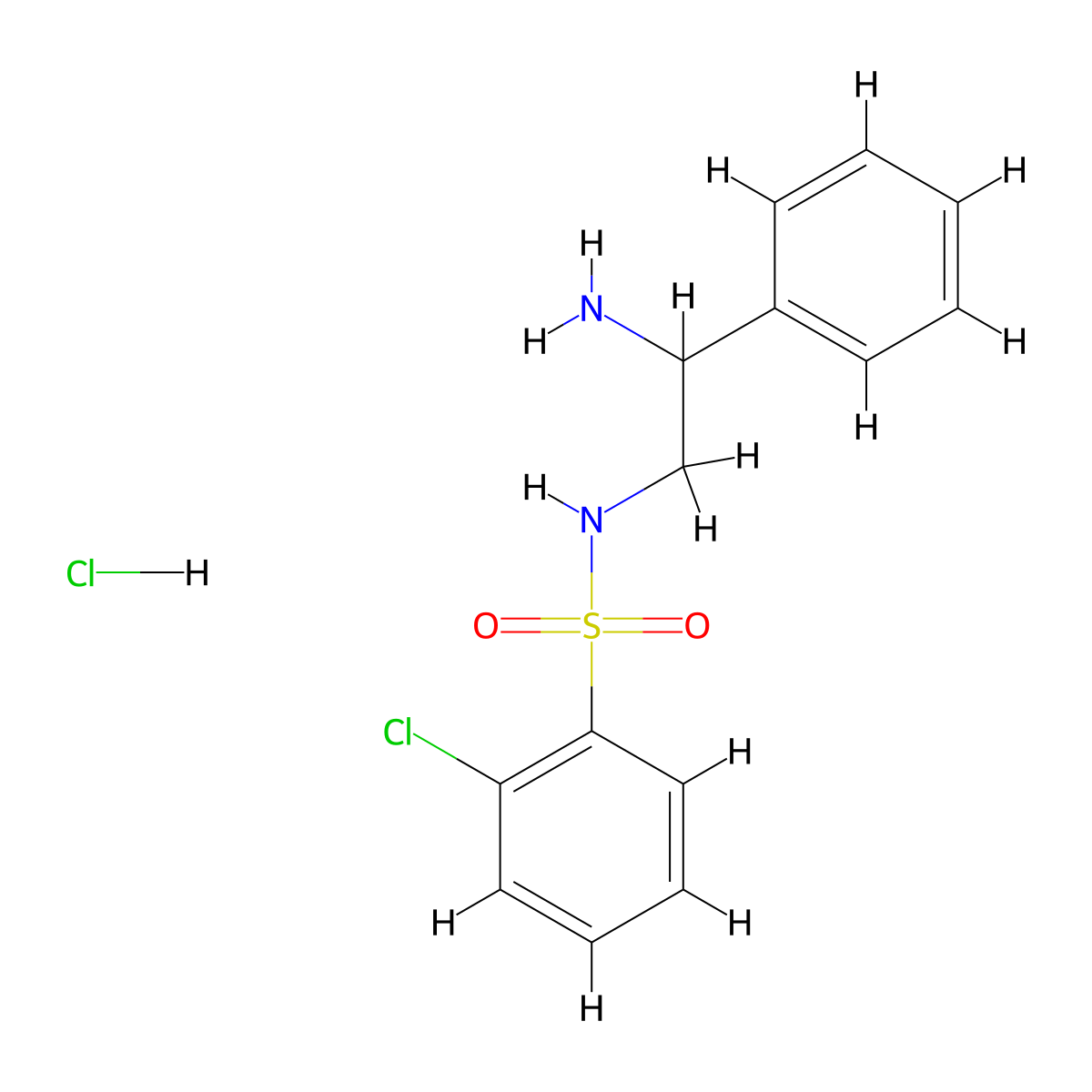 N-(2-amino-2-phenylethyl)-2-chlorobenzene-1-sulfonamide hydrochloride molecular structure, CAS 1423024-45-6