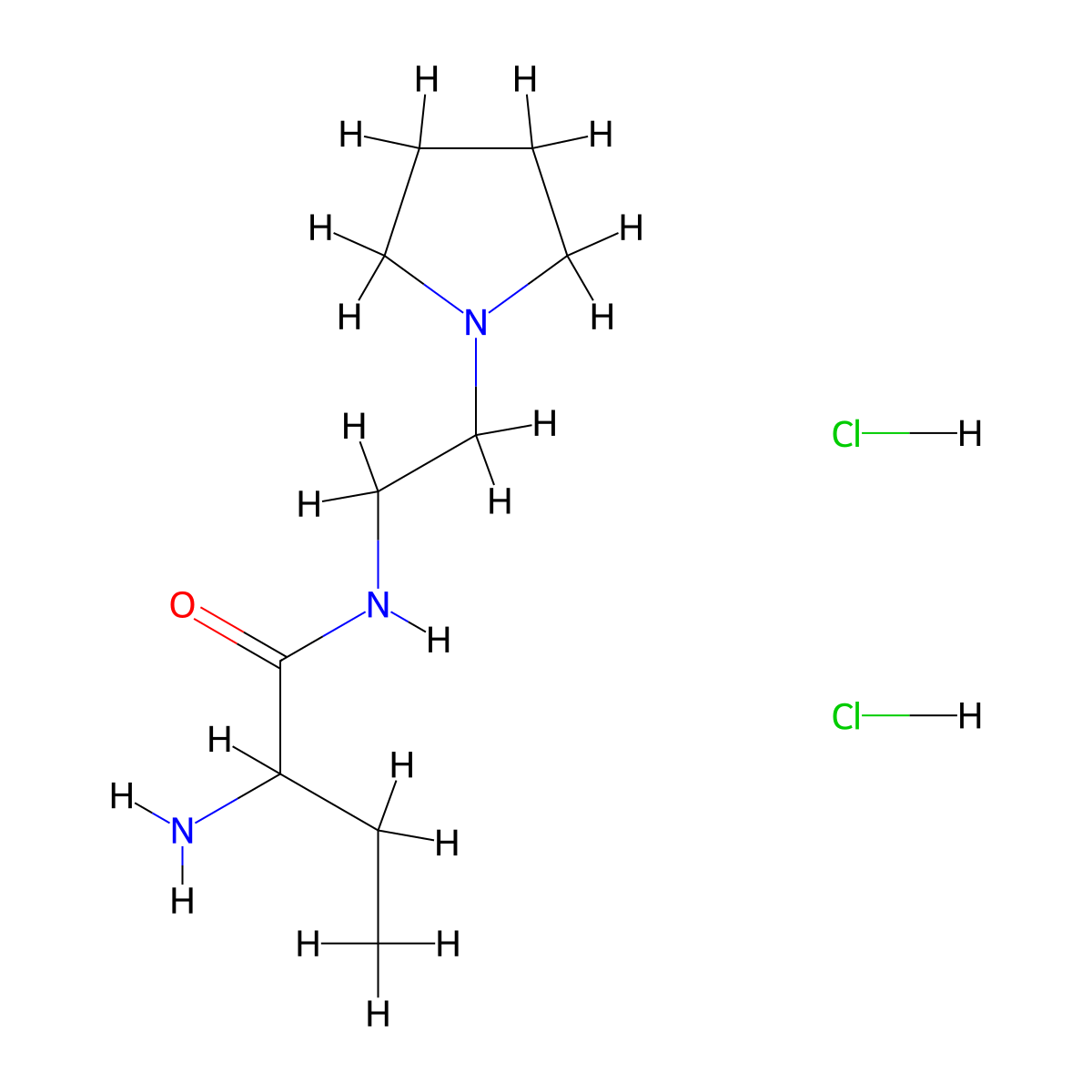 2-amino-N-[2-(pyrrolidin-1-yl)ethyl]butanamide dihydrochloride molecular structure, CAS 1423024-47-8