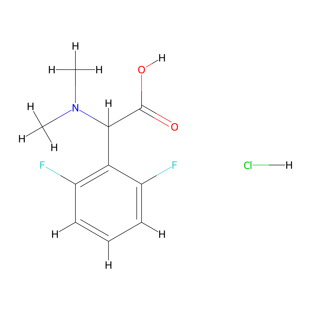 2-(2,6-Difluorophenyl)-2-(dimethylamino)acetic acid hydrochloride molecular structure, CAS 1423024-51-4