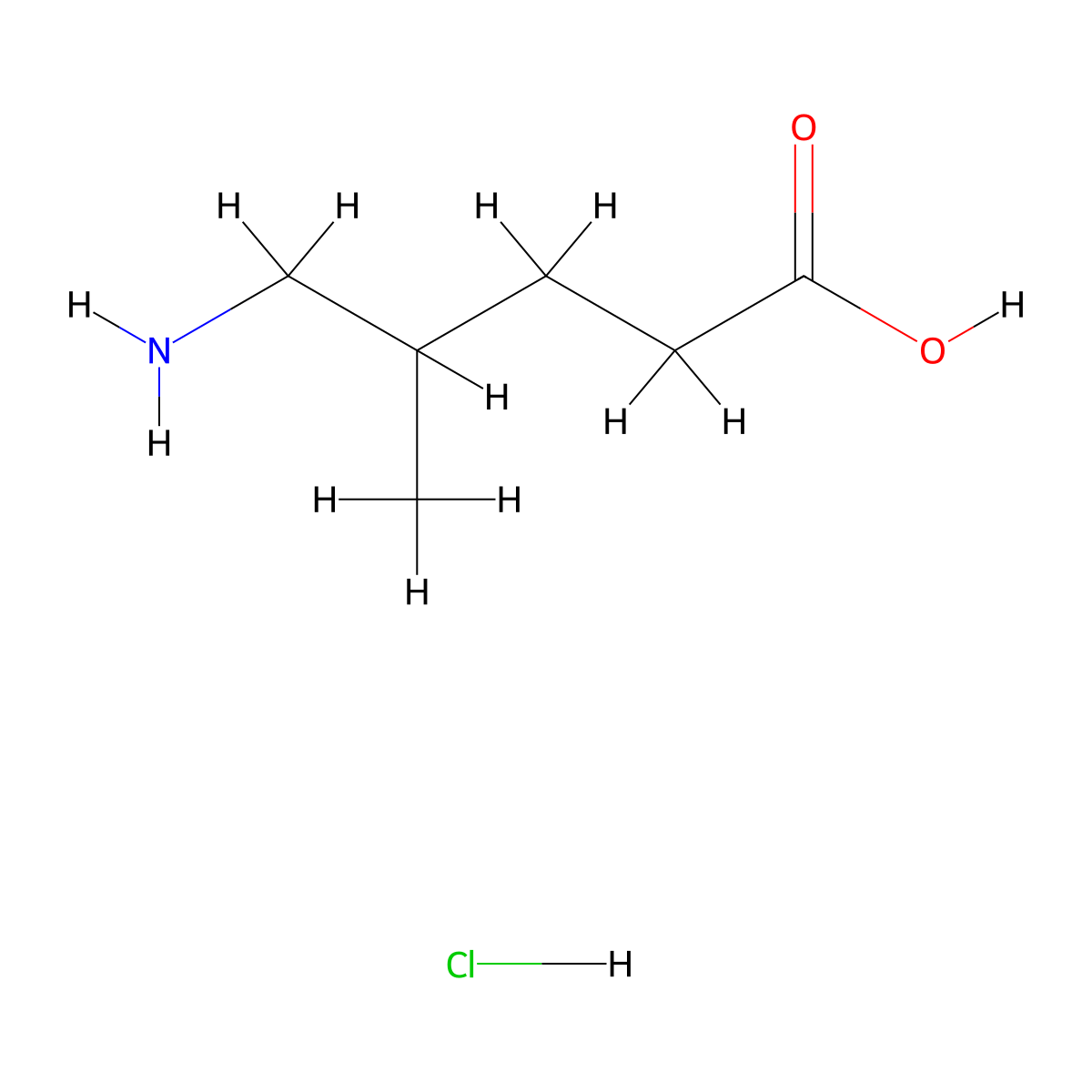 5-Amino-4-methylpentanoic acid hydrochloride molecular structure, CAS 1423024-55-8