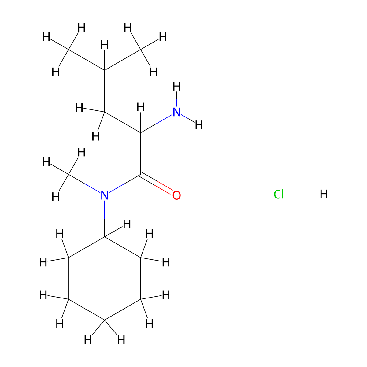 2-amino-N-cyclohexyl-N,4-dimethylpentanamide hydrochloride molecular structure, CAS 1423024-56-9