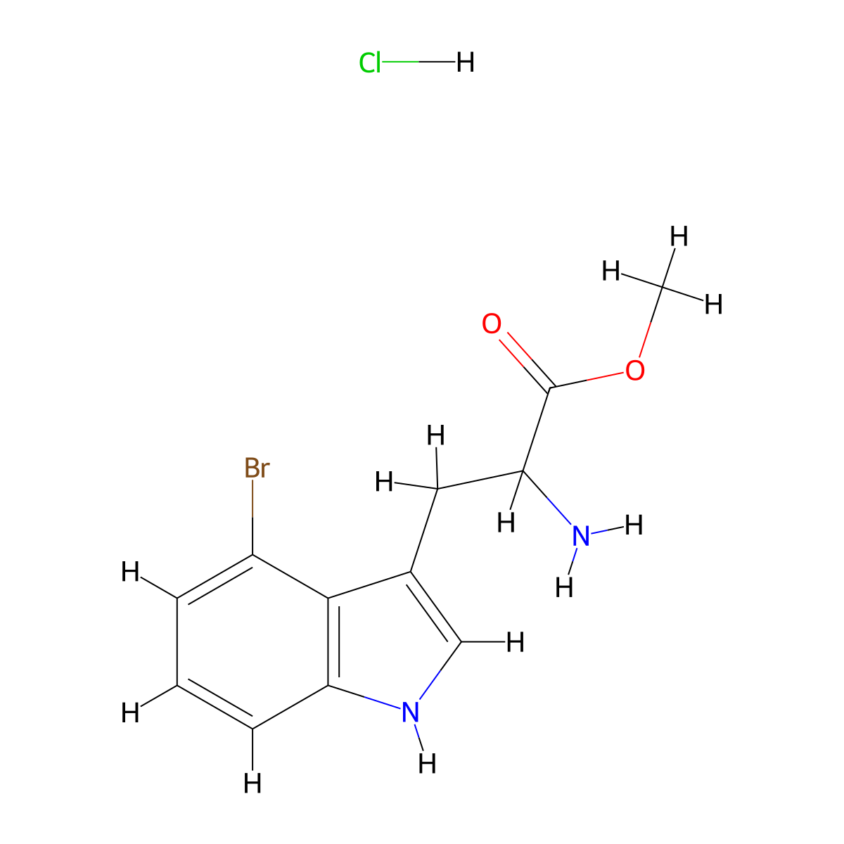 methyl 2-amino-3-(4-bromo-1H-indol-3-yl)propanoate hydrochloride molecular structure, CAS 1423024-60-5
