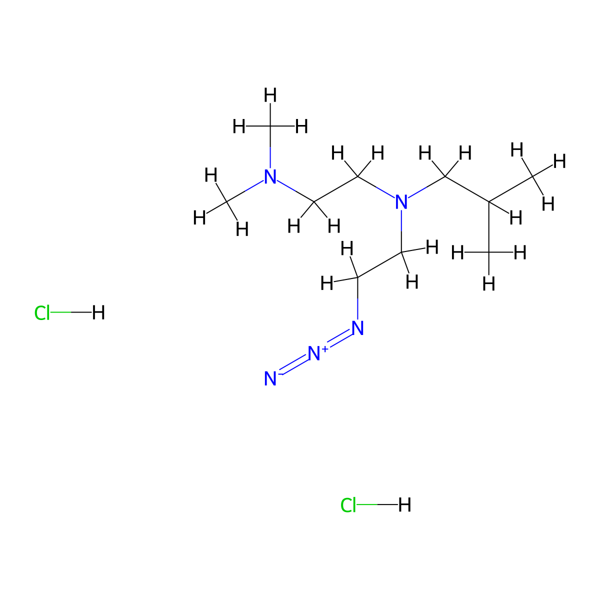 {2-[(2-Azidoethyl)(2-methylpropyl)amino]ethyl}dimethylamine dihydrochloride molecular structure, CAS 1423024-62-7