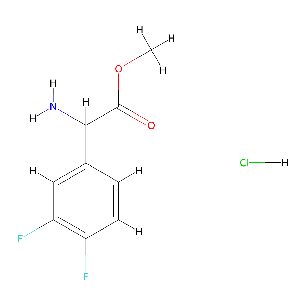 Methyl 2-amino-2-(3,4-difluorophenyl)acetate hydrochloride molecular structure, CAS 1423024-63-8