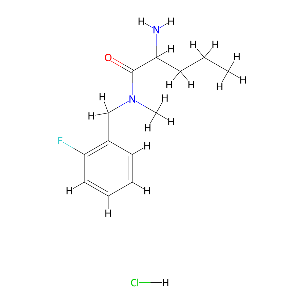 2-amino-N-[(2-fluorophenyl)methyl]-N-methylpentanamide hydrochloride molecular structure, CAS 1423024-72-9