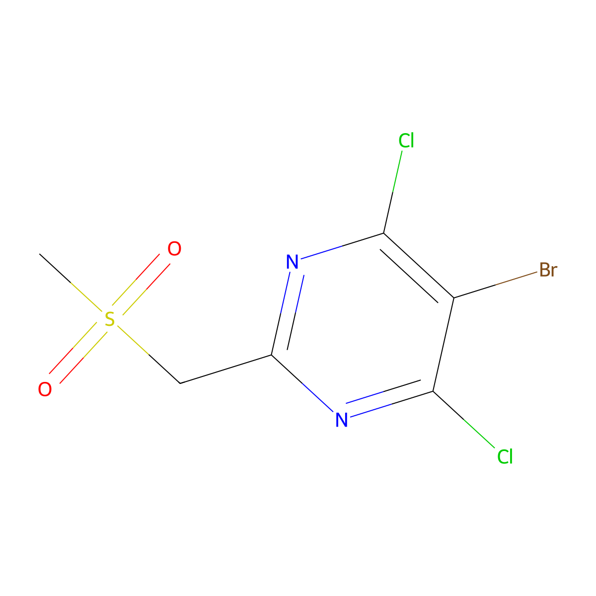 5-Bromo-4,6-dichloro-2-(methanesulfonylmethyl)pyrimidine molecular structure, CAS 1423024-74-1