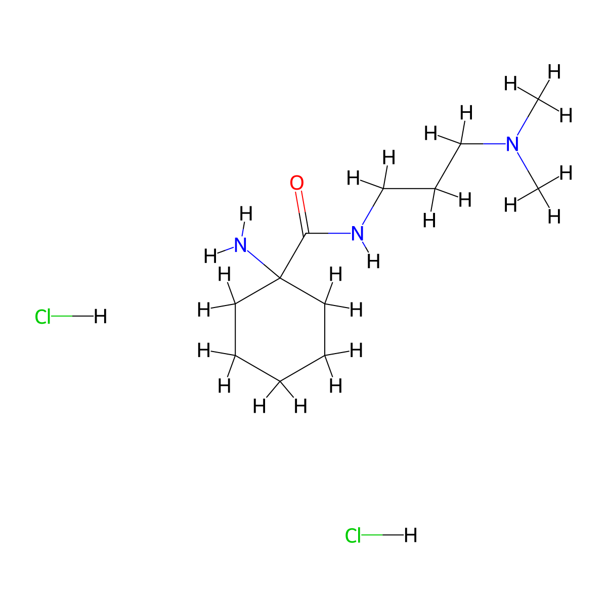 1-amino-N-[3-(dimethylamino)propyl]cyclohexane-1-carboxamide dihydrochloride molecular structure, CAS 1423024-78-5