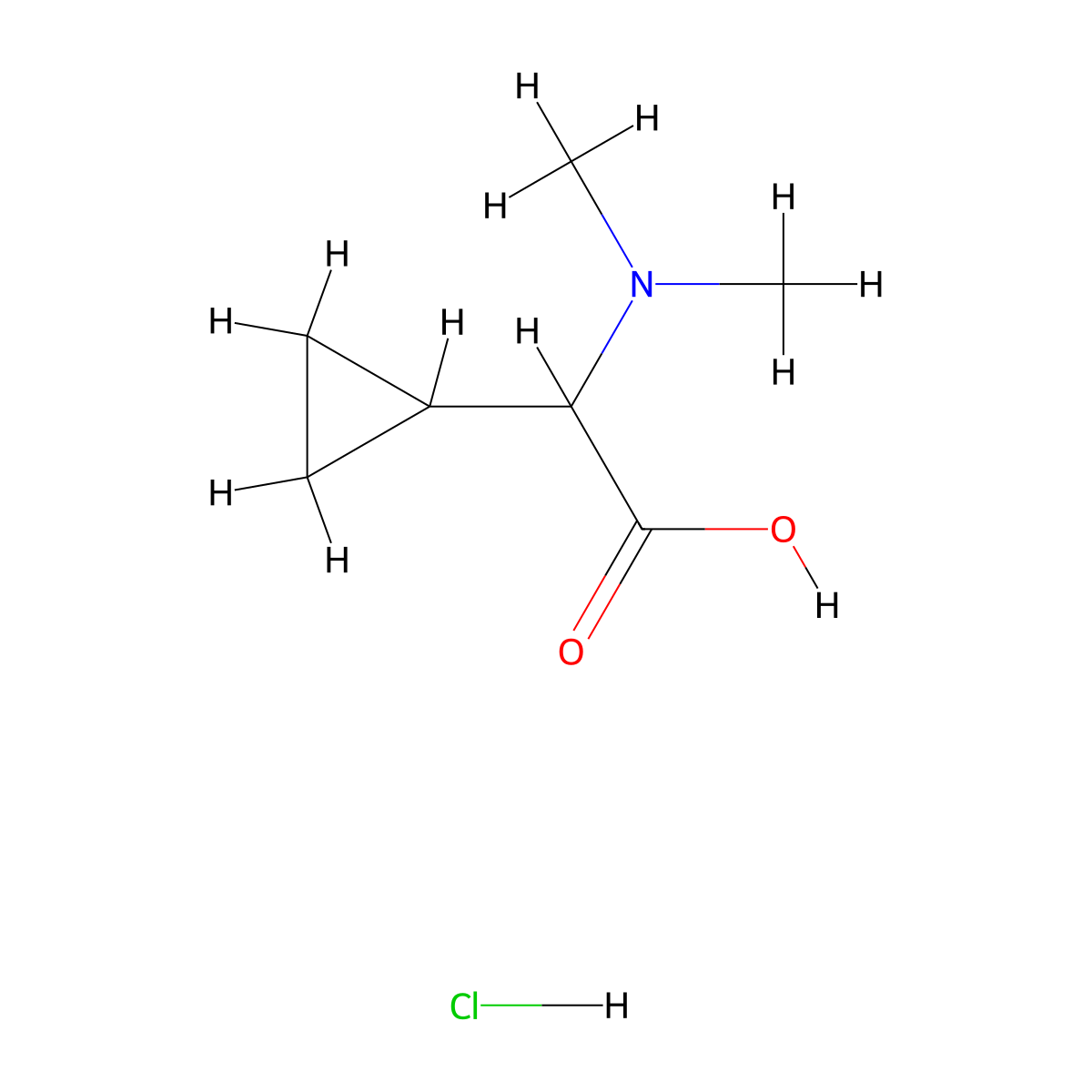 2-Cyclopropyl-2-(dimethylamino)acetic acid hydrochloride molecular structure, CAS 1423024-79-6