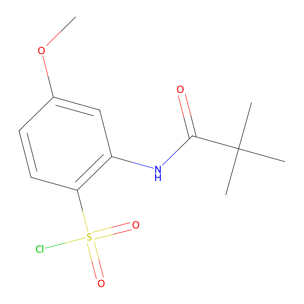 2-(2,2-Dimethylpropanamido)-4-methoxybenzene-1-sulfonyl chloride molecular structure, CAS 1423024-80-9