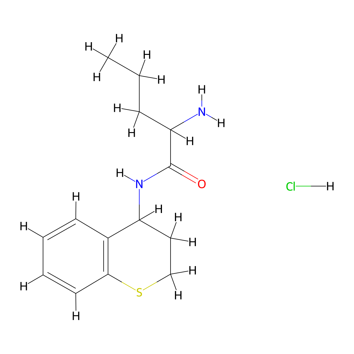 2-amino-N-(3,4-dihydro-2H-1-benzothiopyran-4-yl)pentanamide hydrochloride molecular structure, CAS 1423024-84-3