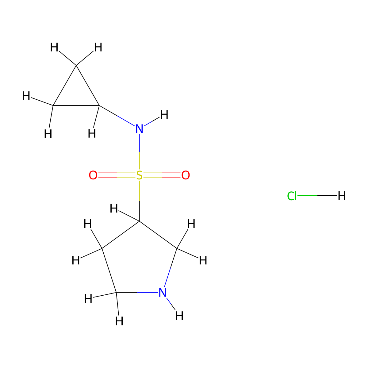 N-cyclopropylpyrrolidine-3-sulfonamide hydrochloride molecular structure, CAS 1423024-85-4