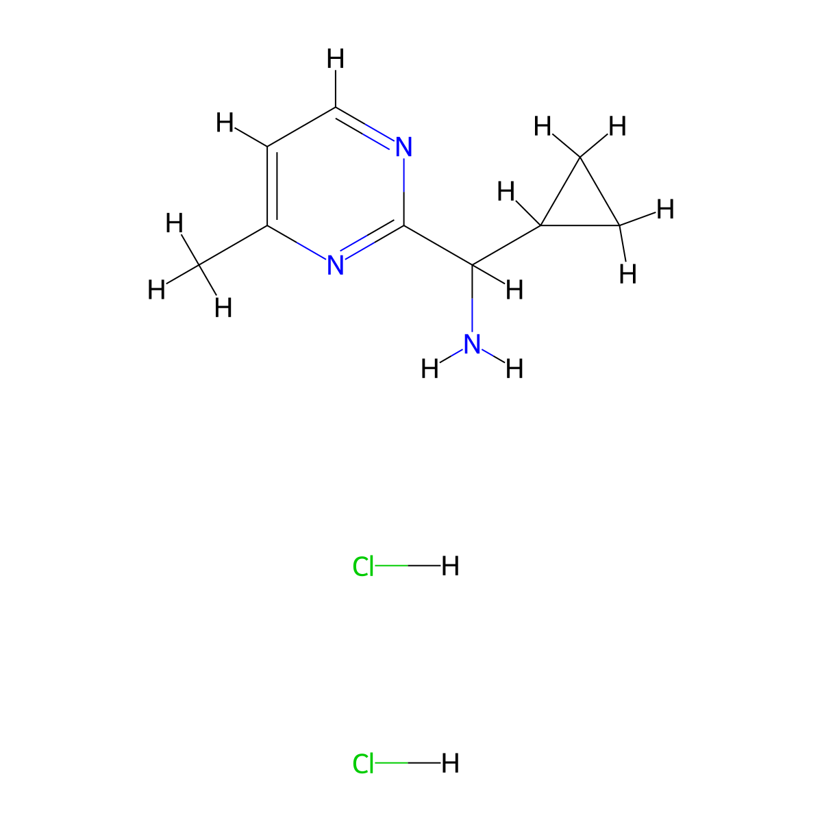 Cyclopropyl(4-methylpyrimidin-2-yl)methanamine dihydrochloride molecular structure, CAS 1423024-86-5