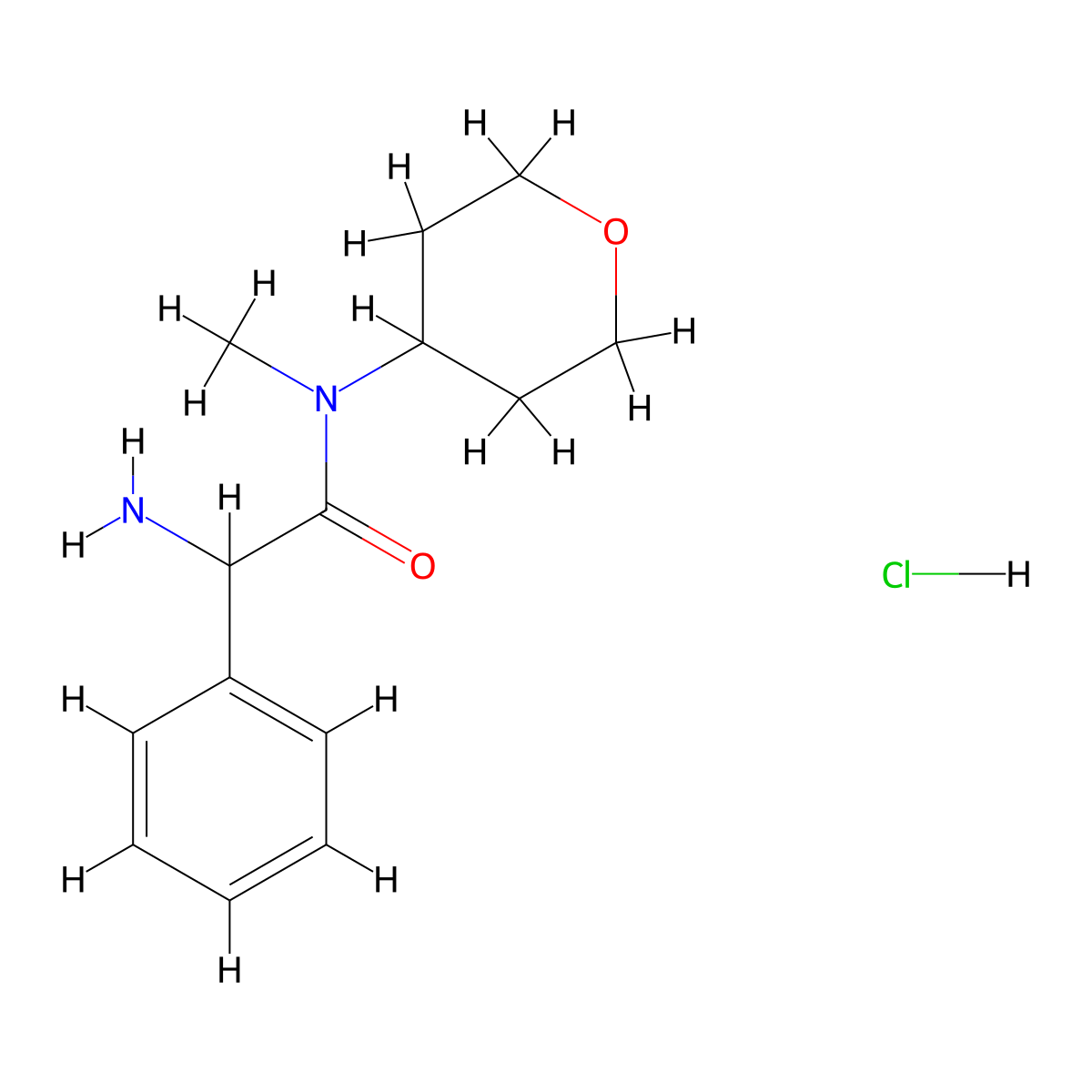 2-amino-N-methyl-N-(oxan-4-yl)-2-phenylacetamide hydrochloride molecular structure, CAS 1423024-89-8