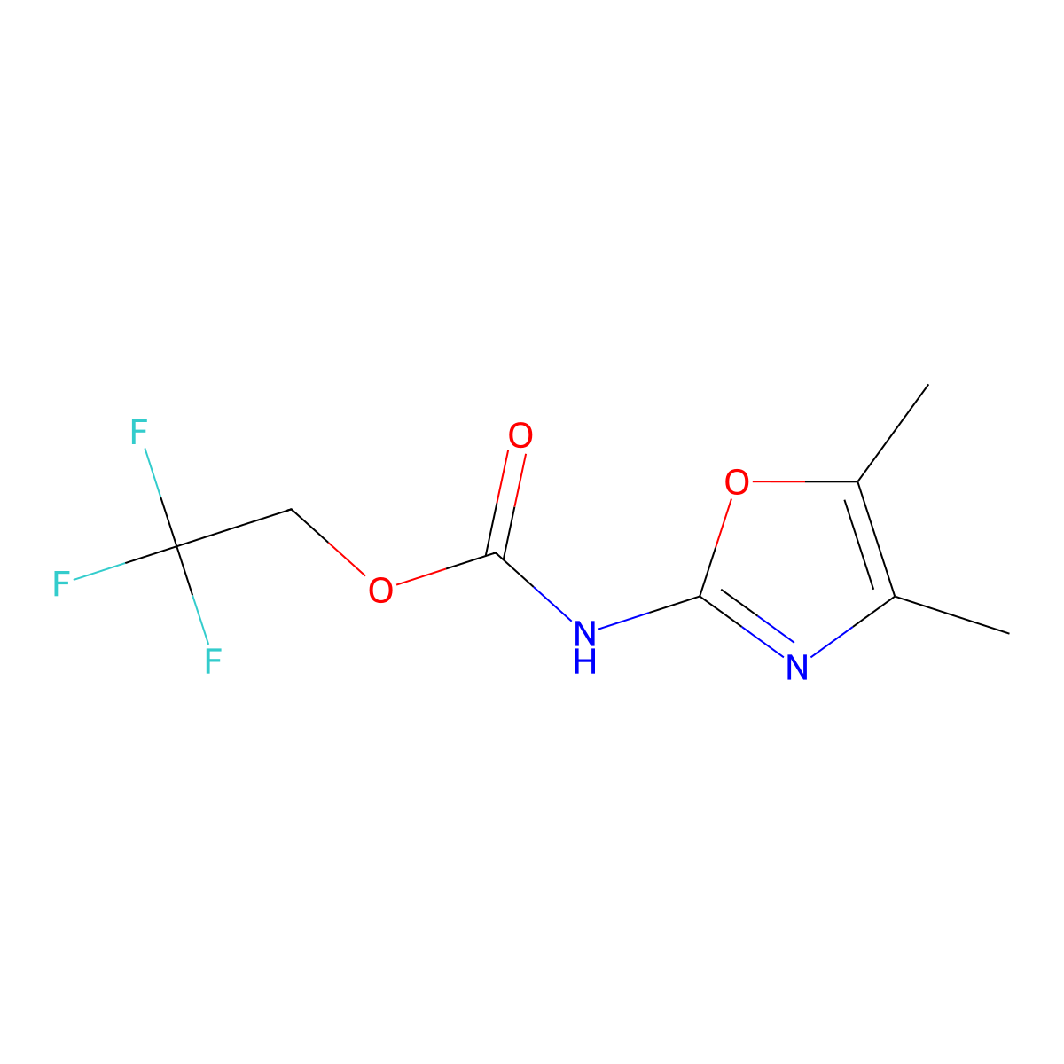 2,2,2-trifluoroethyl N-(dimethyl-1,3-oxazol-2-yl)carbamate molecular structure, CAS 1423024-90-1